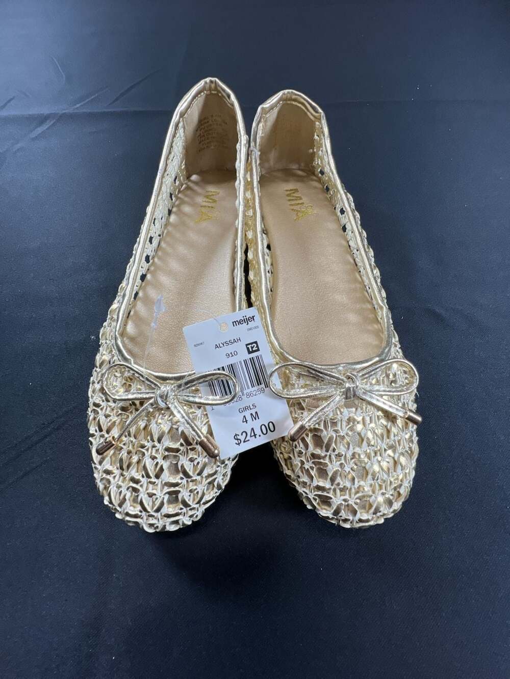 MIA Girl Alyssah Gold Woven Ballet Flats- Girls Size 4- NWT